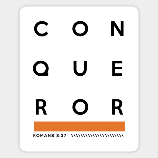 CONQUEROR Bible Verse Romans 8:37 Sticker